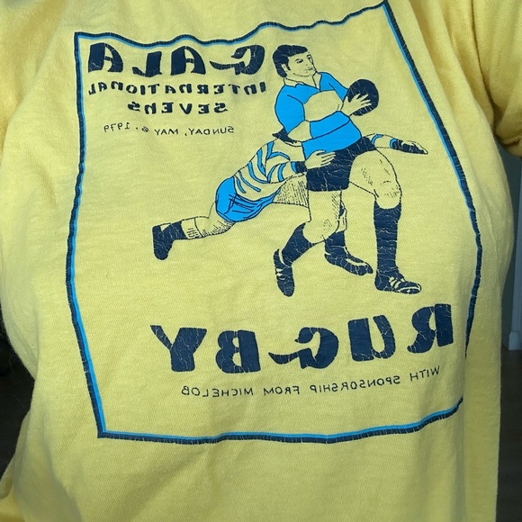 Yellow and Blue vintage rugby graphic tee - Picture 2 of 4